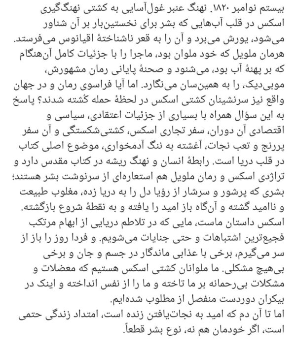 کتاب در قلب دریا (تراژدی اسکس کشتی نهنگ گیر) نشر ثالث - تصویر 2